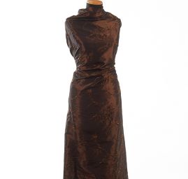 Vyšívaný taft jemný květinový motiv hnědý