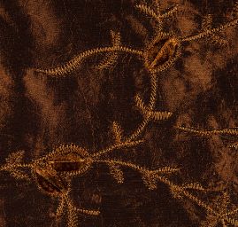 Vyšívaný taft jemný květinový motiv hnědý