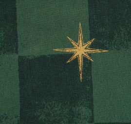 Bavlněná látka vánoční vzor hvězdy zelená/zlatá