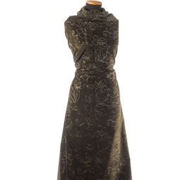 Pružný manšestr s výšivkou olivově zelený