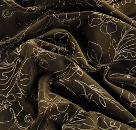 Pružný manšestr s výšivkou olivově zelený