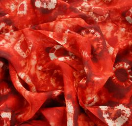 Šifon viskozový motiv batika červený