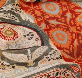 Šifon viskozový vzor hnědý patchwork kupón 3 m za cenu 2 m