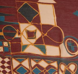 Šifon viskozový etno motiv vínový