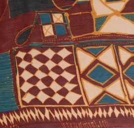 Šifon viskozový etno motiv vínový