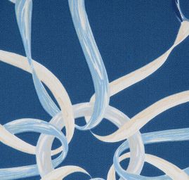 Imitace hedvábí látka kupón přezky modrá