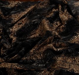 Vypalovný pružný samet ornametnální motiv černohnědý