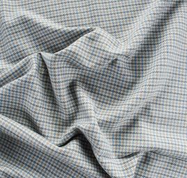 Vlněná kostýmová látka vzor pepito béžovomodrá