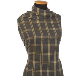 Vlna směs kostýmová látky velké kostky šedá/zelená