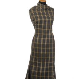 Vlna směs kostýmová látky velké kostky šedá/zelená