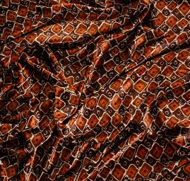 Pružný samet s geometrickým vzorem hnědé barvy