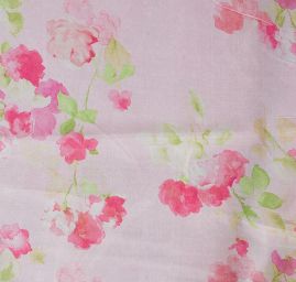 Organza tisk květin růžová