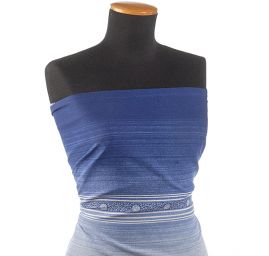 Bavlněná látka etamín pruhy/ květy modrá