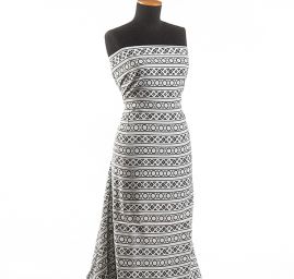 Viskózová látka geometrický vzor proužky/kolečka