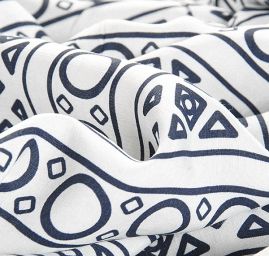 Viskózová látka geometrický vzor proužky/kolečka