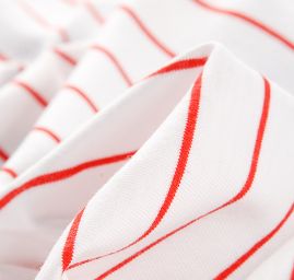 Úplet letní bavlna viskoza proužky červený II.jakost