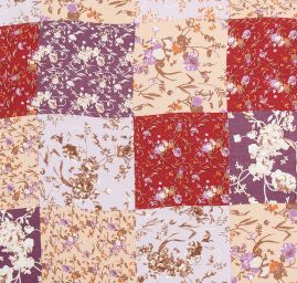 Jemný viskozový šifon motiv patchwork vínová