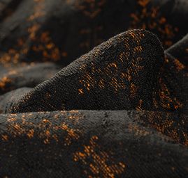 Žakárová tkanina Art Fabrics Elvíra oranžovočerná