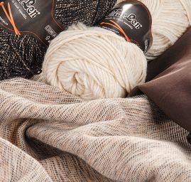 Kostýmová látka vlna směs melír hnědobéžový