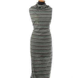 Látka vlněná kostýmovka proužky zelená/černá