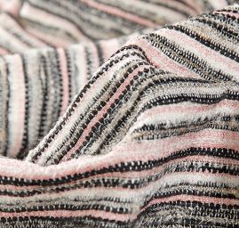 Látka Art Fabrics vlna směs proužky  růžová/černá