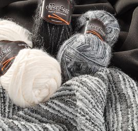 Látka Art Fabrics vlna směs buklé černá/bílá/šedá 