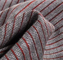 Len viskoza směs Art Fabrics proužek úzký červený