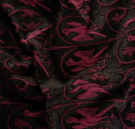 Replika historické tkaniny Arras růžová/černozlatá