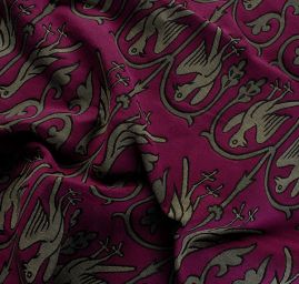 Replika historické tkaniny Arras khaki/ fialová