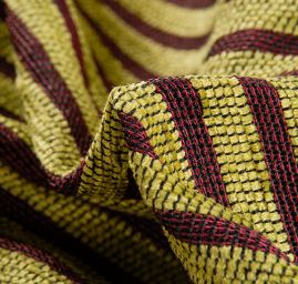 Žinylková látka vzor proužky široké fuchsiovožlutá