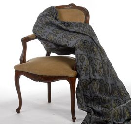 Replika historické tkaniny Arras zelená/šedá