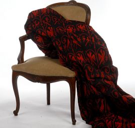 Replika historické tkaniny Arras červená/černá