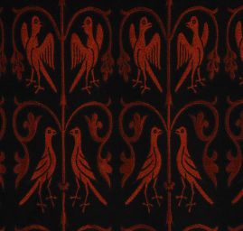 Replika historické tkaniny Arras rezavá/černá