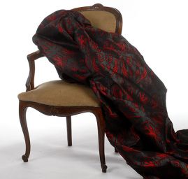 Replika historické tkaniny Arras malinová/šedostříbrná