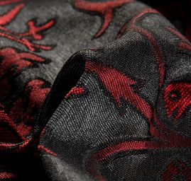 Replika historické tkaniny Arras malinová/šedostříbrná