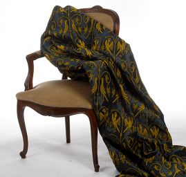 Replika historické tkaniny Arras žlutá/modrá