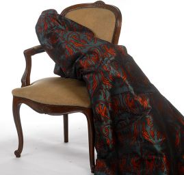 Replika historické tkaniny Arras cihlová/tyrkysová