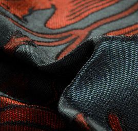 Replika historické tkaniny Arras cihlová/tyrkysová