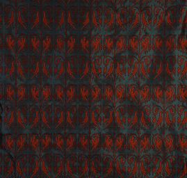 Replika historické tkaniny Arras cihlová/tyrkysová