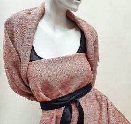 Viskoza len látka rybí kost Art Fabrics pudrovočerná