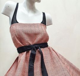 Viskoza len látka rybí kost Art Fabrics pudrovočerná