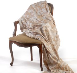 Karin žakár květy  Art Fabrics zlatobílá 