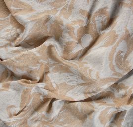 Karin žakár květy  Art Fabrics zlatobílá 