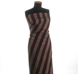 Len Art Fabrics pruhy široké červenošedé