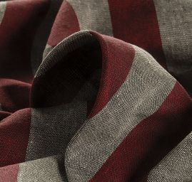 Len Art Fabrics pruhy široké červenošedé