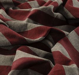 Len Art Fabrics pruhy široké červenošedé