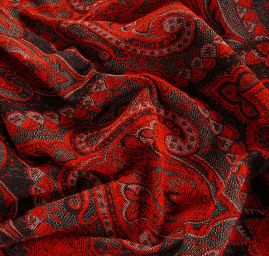 Žakár Art Fabrics Paisley orient červený