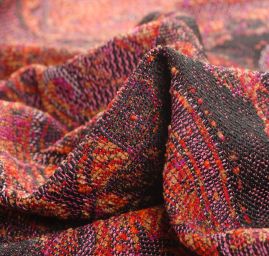 Žakár Art Fabrics Paisley orient vínová/růžová