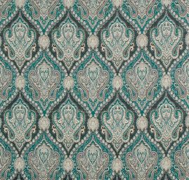 Žakár Art Fabrics Paisley vzor zelený/černý