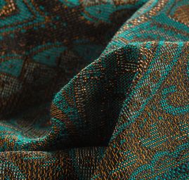 Žakár Art Fabrics Paisley orient len hnědomodrý